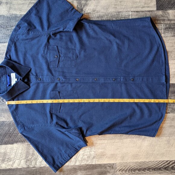 Teddy Stratford Shirt Short Sleeve Navy Blue Cotton - Picture 5 of 7